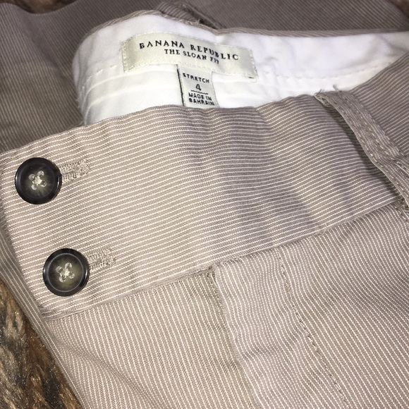 Khaki cream pinstripes size 4 stretch material - Picture 4 of 8